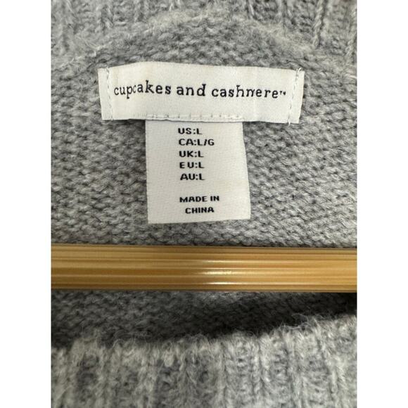 Cupcake and Cashmere Women French Bulldog Gray Knit Christmas Sweater Size L - Picture 3 of 8